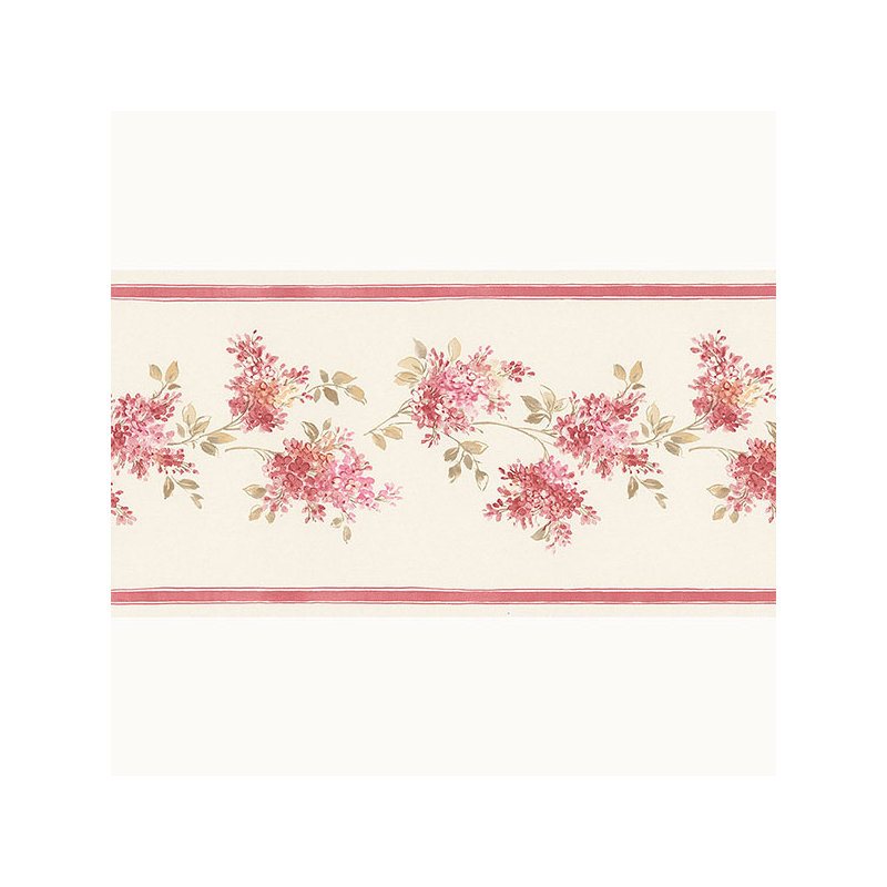 Papier peint à bordure lilas 15 pi x 5 po Heilyn, Crème / rose / rouge