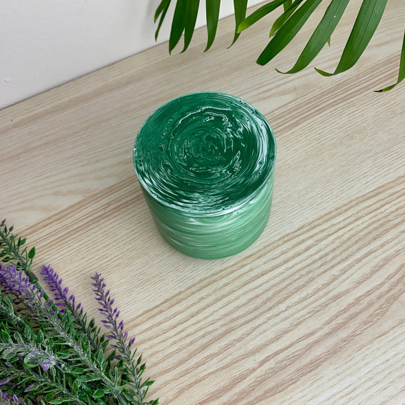 Jesmonite Storage Pot With Lid, Green