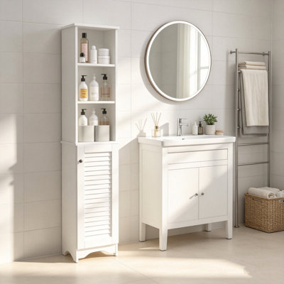 Tall Bathroom Storage Cabinet/Freestanding Linen Tower
