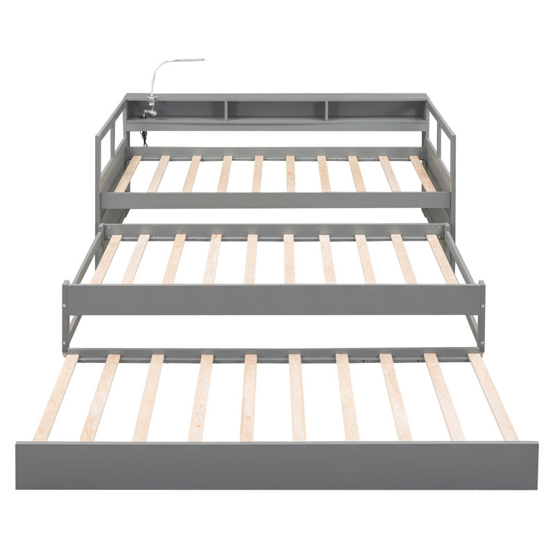 Lit de jour simple en bois Azden, Gris, Simple extra long