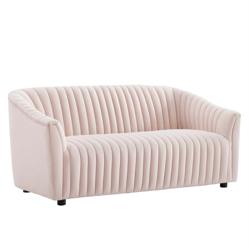 Announce Performance Velvet Channel Tufted Loveseat, Pink
