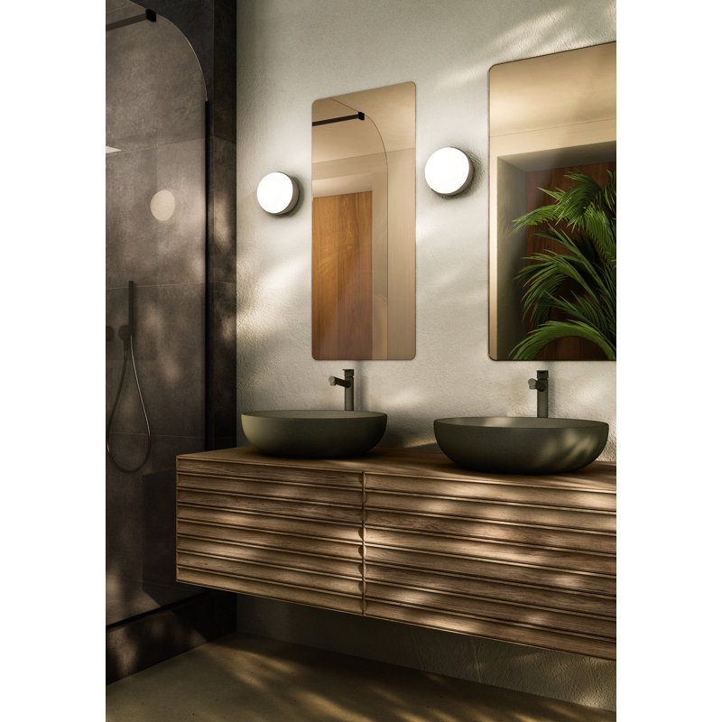 Kiki Round Aluminum Flush Mounted Sconce, Brushed Bronze Nickel