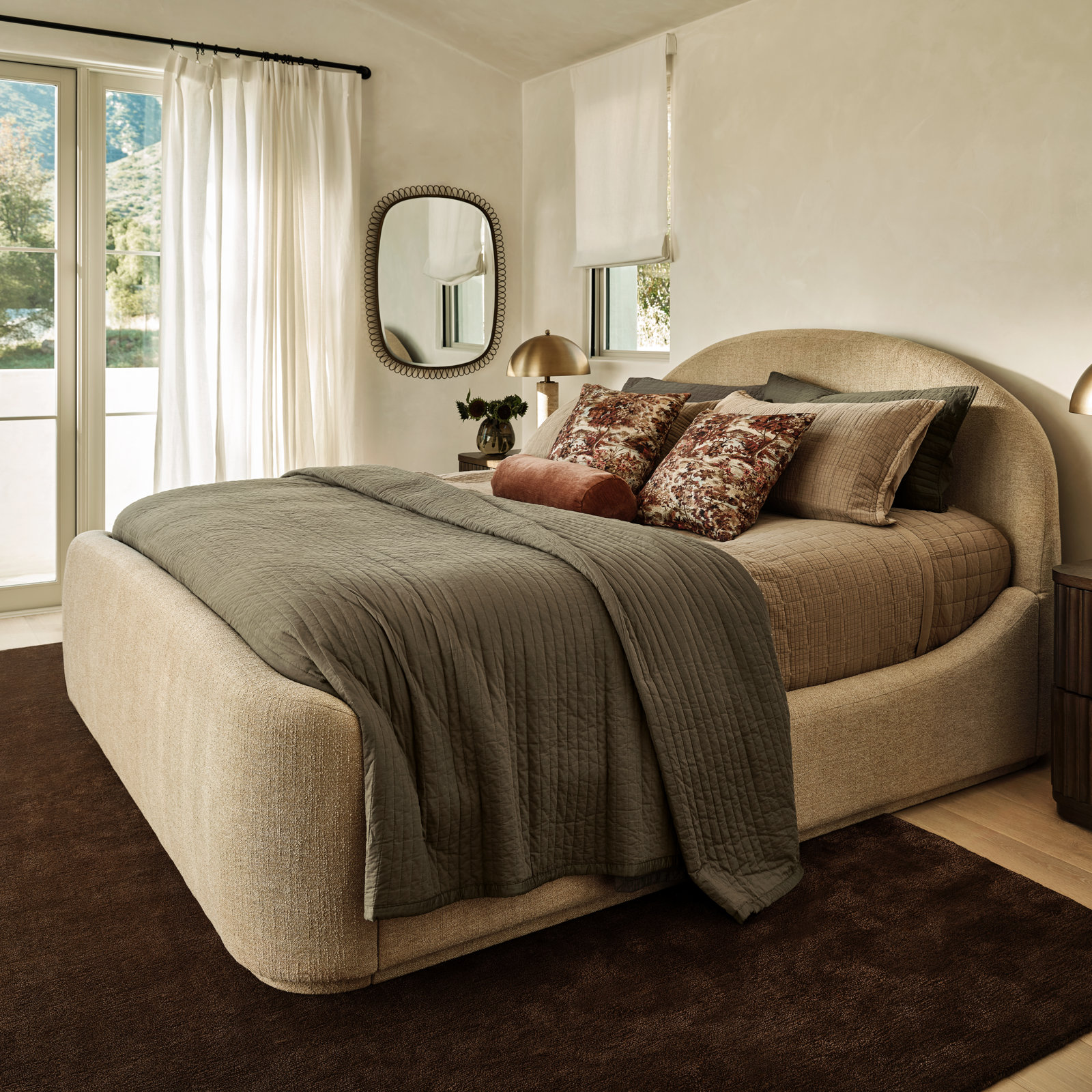 Crinkle Cotton Quilt Set, Flax Beige, King Quilt + 2 King Shams
