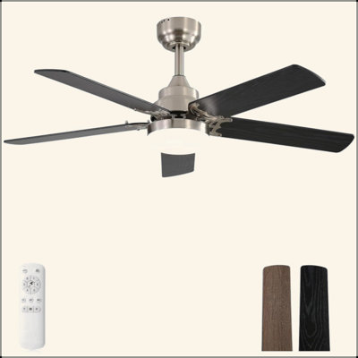 42 Inch Ceiling Fan 5 Blades Noiseless Reversible Dc Motor Remote Control With Led Light