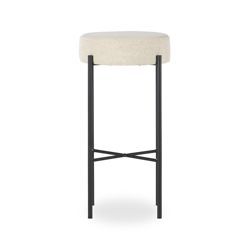 Nocona Upholstered Bar Stool with Metal Frame, Savile Flax - Beige, Bar Stool (30" Seat Height)