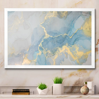 Encre liquide Golden Grey and Blue Marble III, impression sur toile flottante