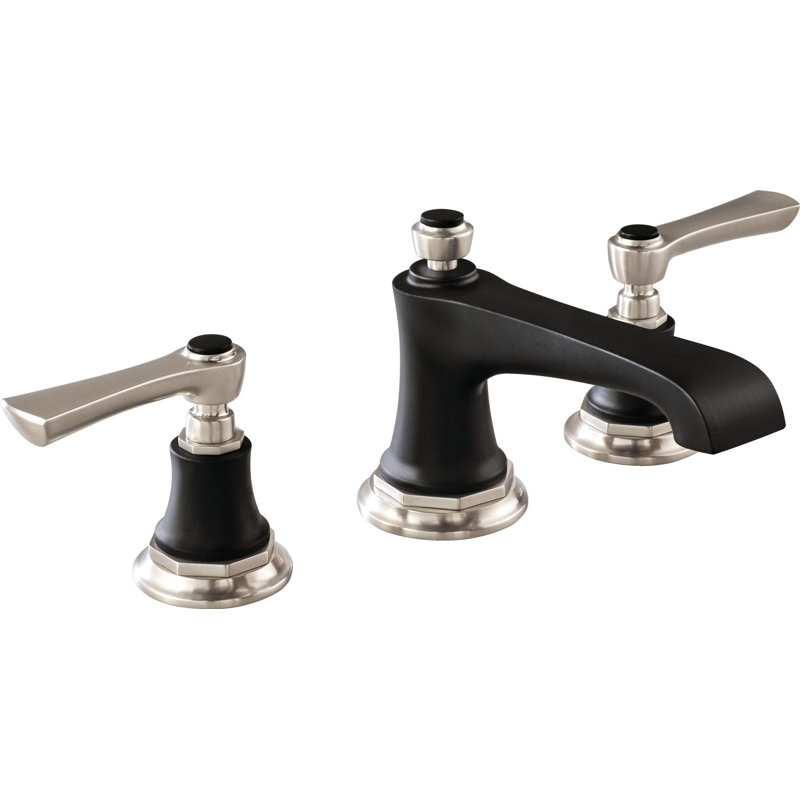 Rook® Widespread Lavatory Faucet, Luxe Nickel/Matte Black, 1.5 GPM, Lever