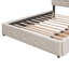 Lit plateforme tapissier avec 2 tiroirs et 1 lit gigogne simple TG, tissu de lin, grand lit - beige foncé (OLD SKU: LP100314AAA)