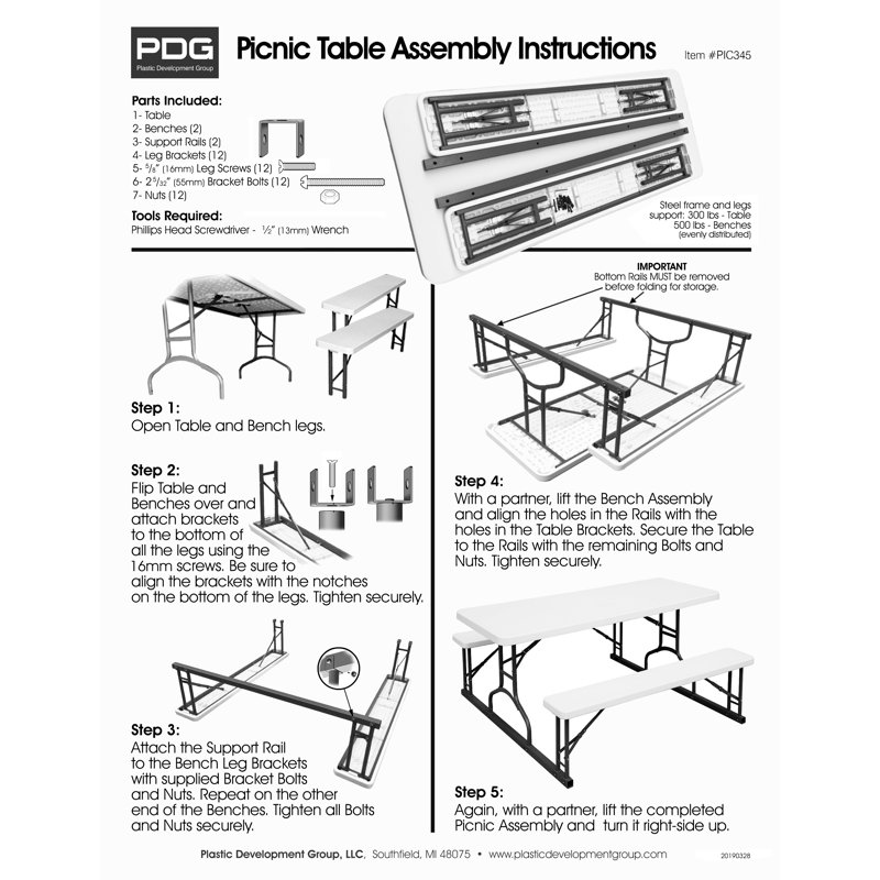 Table pliante portative 72 po, Brun