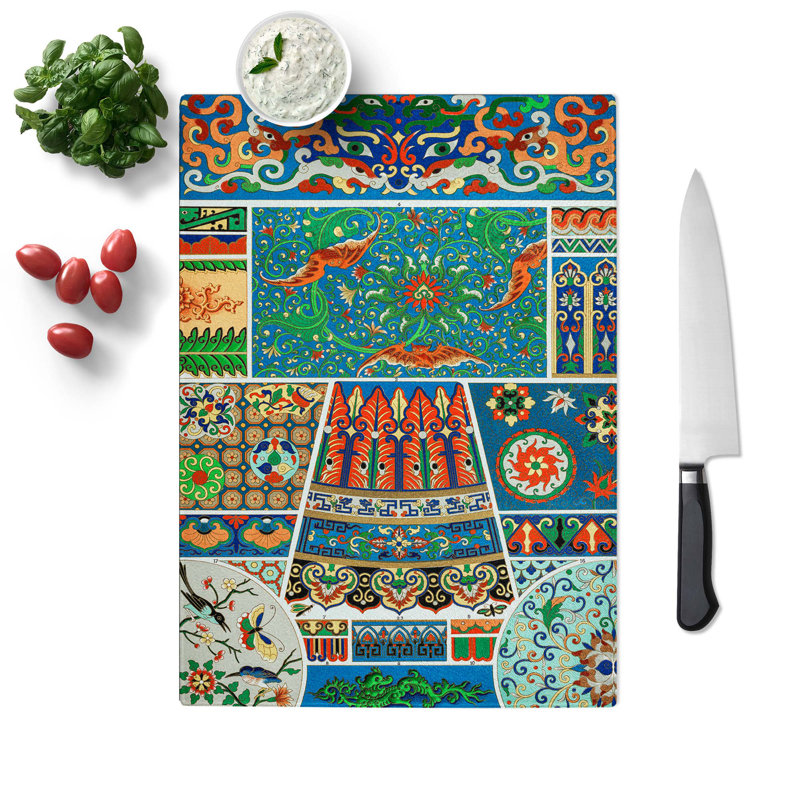 Tempered Glass Chinese and Japanese Chopping Board, 28.5 cm W x 39 cm L