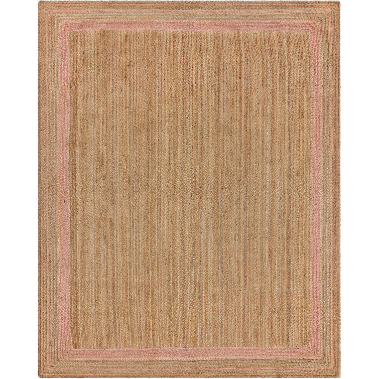 Modern Geometric Neutral Easy-Jute Rug with Border