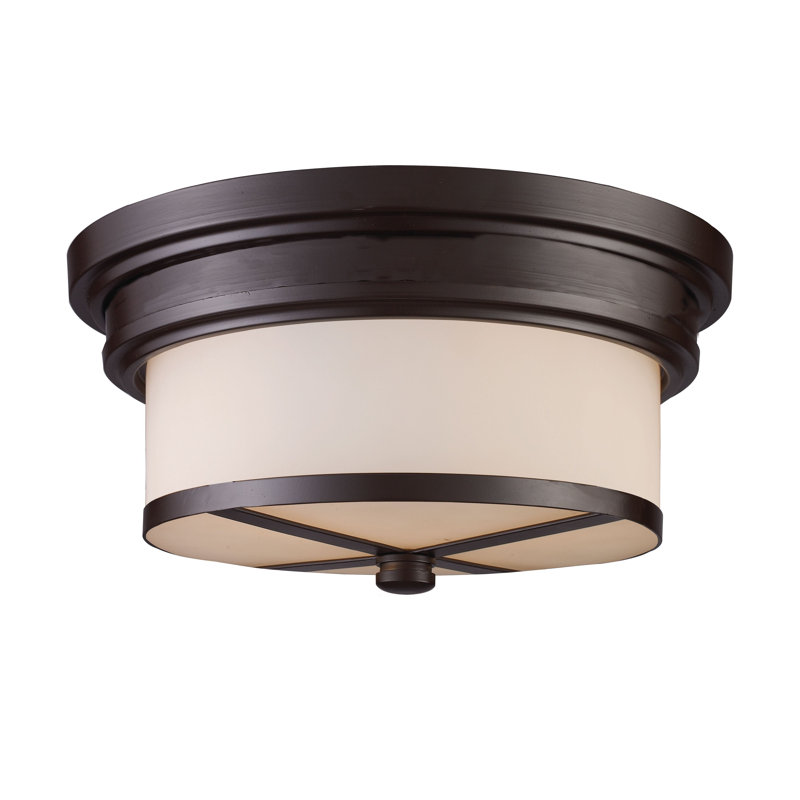 13'' Wide 2-Light Flush Mount - Oiled Bronze, Bronze