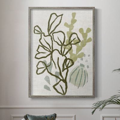 Coral Blockprint IV, reproduction encadrée - bois massif