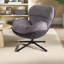 Chaise d'appoint pivotante à 360 °, méridienne moderne en chenille avec base en similicuir et métal noir-763703327