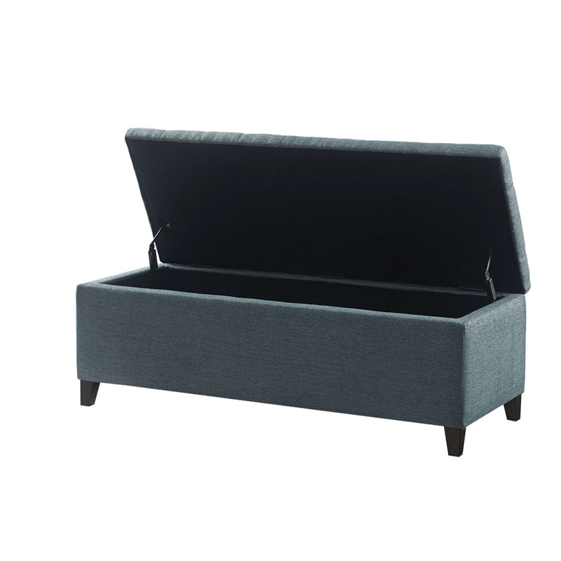 Blue Bench With Tufting - Spacious Interior, Soft Close Interior Storage And Smooth Action, Blue