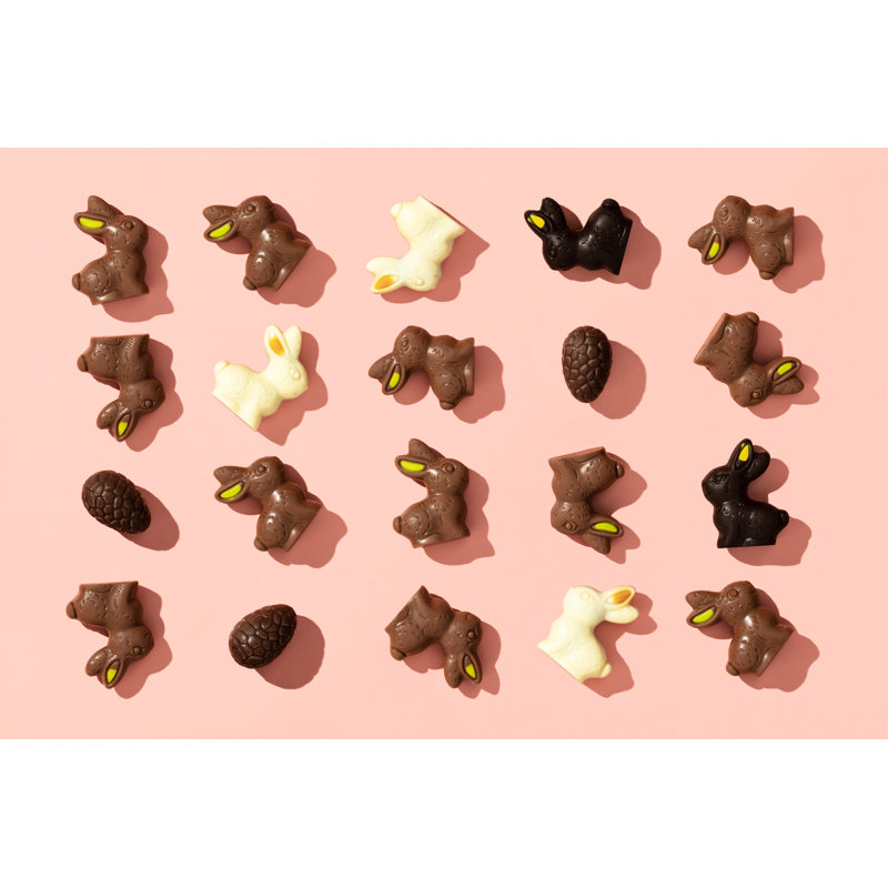 Chocolate Easter Eggs And Bunnies - Wrapped Canvas Print, 30cm H x 46cm W x 3.8cm D