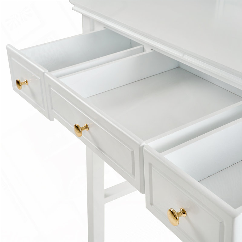 Makeup Vanity Table with Reversible Mirror and 5 Drawers, Stylish Dressing Table Set with Comfortable Stool