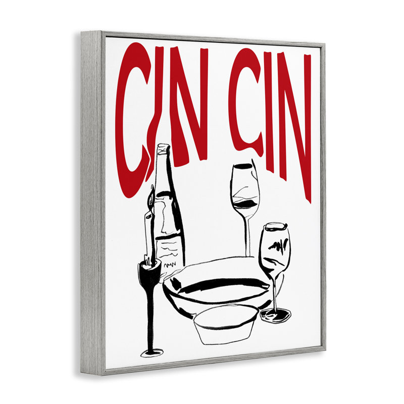  Cin Cin Wine Glasses White Framed Giclee Art by Melissa Wang, Estampe numérique Farmhouse, H 14 po x l 11 po