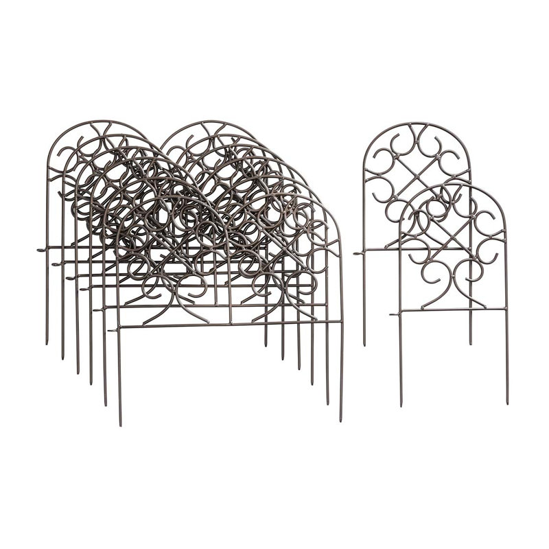 Gunmetal Wrought Iron Scrollwork Garden Edging with Ground Stakes
