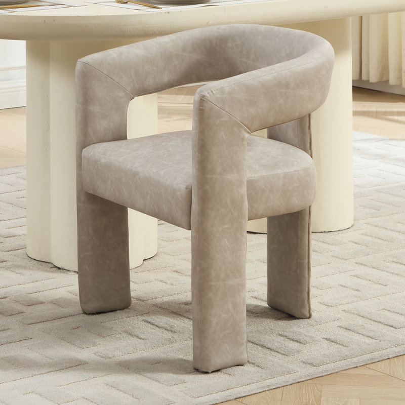 Modern Upholstered No Assembled Barrel Dining Chair, Gray
