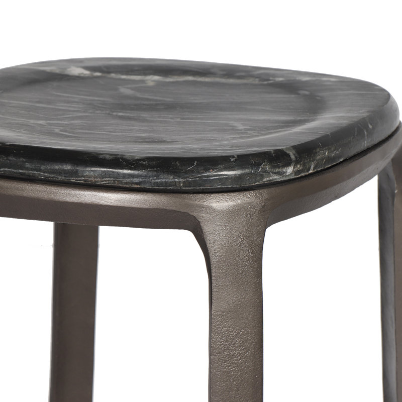 Marbelle - Alfie Marble Counter Stool - Toronto Sand/Antique Nickel Finish, Counter Stool (26" Seat Height), Black/Bronze