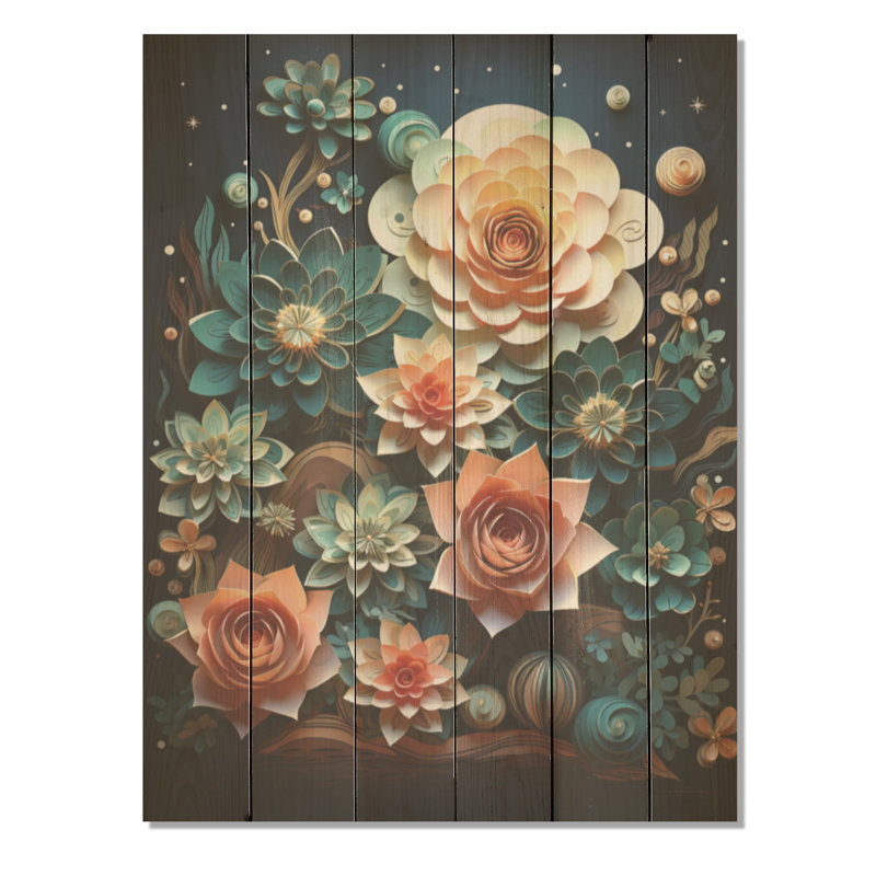 Cactus sarcelle crépuscule - Art mural en bois de cactus sur bois de pin naturel, H 20 po x l 10 po