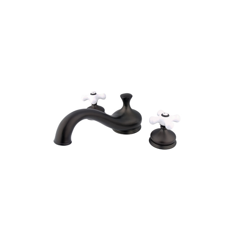 Double Handle Deck Mounted Roman Tub Faucet, Oil Rubbed Bronze