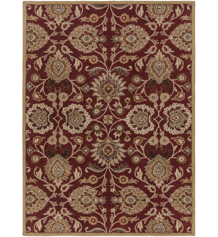 Tapis bourgogne en laine touffeté à la main Arden, Rectangle 7 pi 6 po x 9 pi 6 po