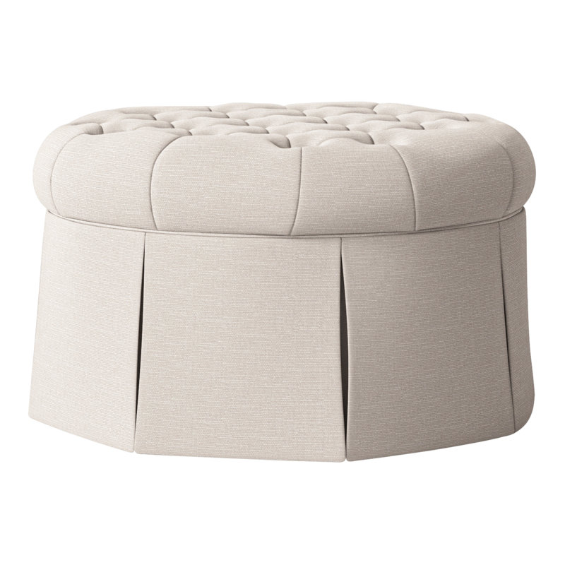 Repose-pieds cocktail capitonné rond 35 po Alma, Perigold somptueux chenille II flanelle