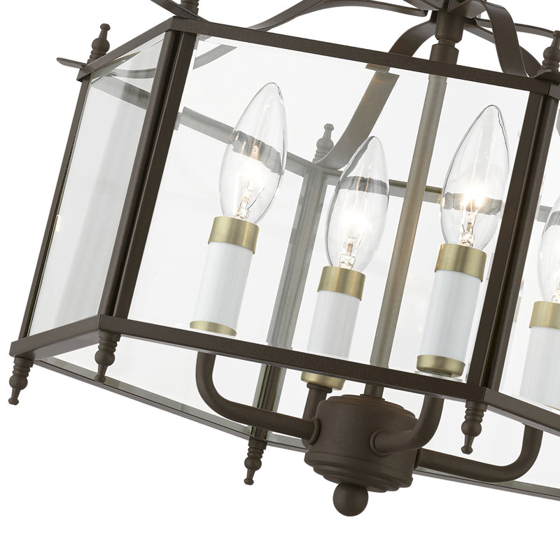 Djamshid Glass Semi Flush Mount, English Bronze