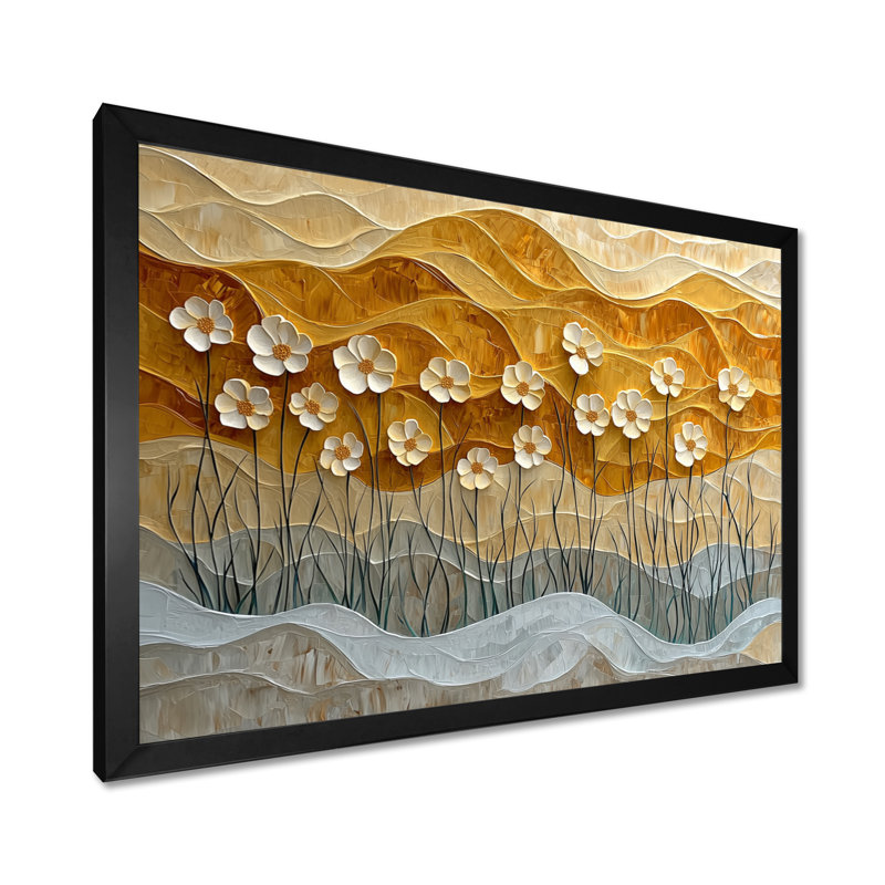 Désert, fleur de bleuet I - Art mural bleuets, Noir, H 12 po x l 20 po, Picture Framed