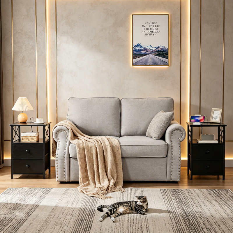 40cm W Metal Bedside Table