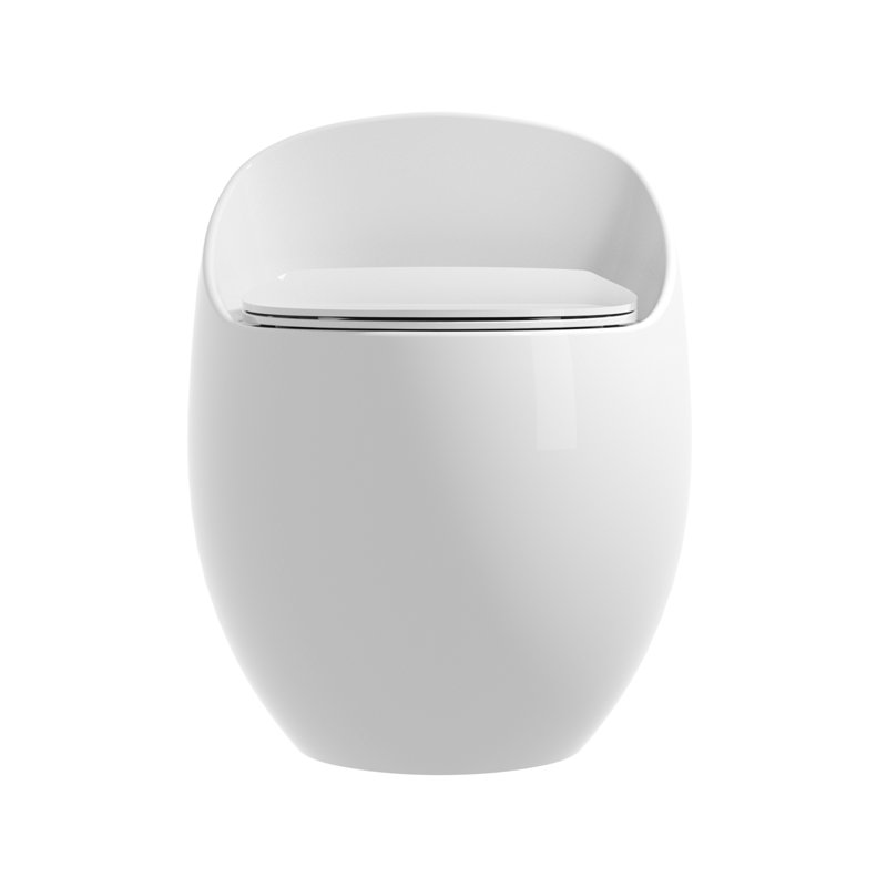 1-Piece 1.28 GPF Single Flush Egg Shape Toilet In Glossy White