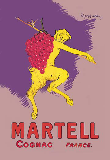 « martell cognac-france » par leonetto, cappiello affiche affiche rétro, H 42 po x l 28 po x P 1,5 po