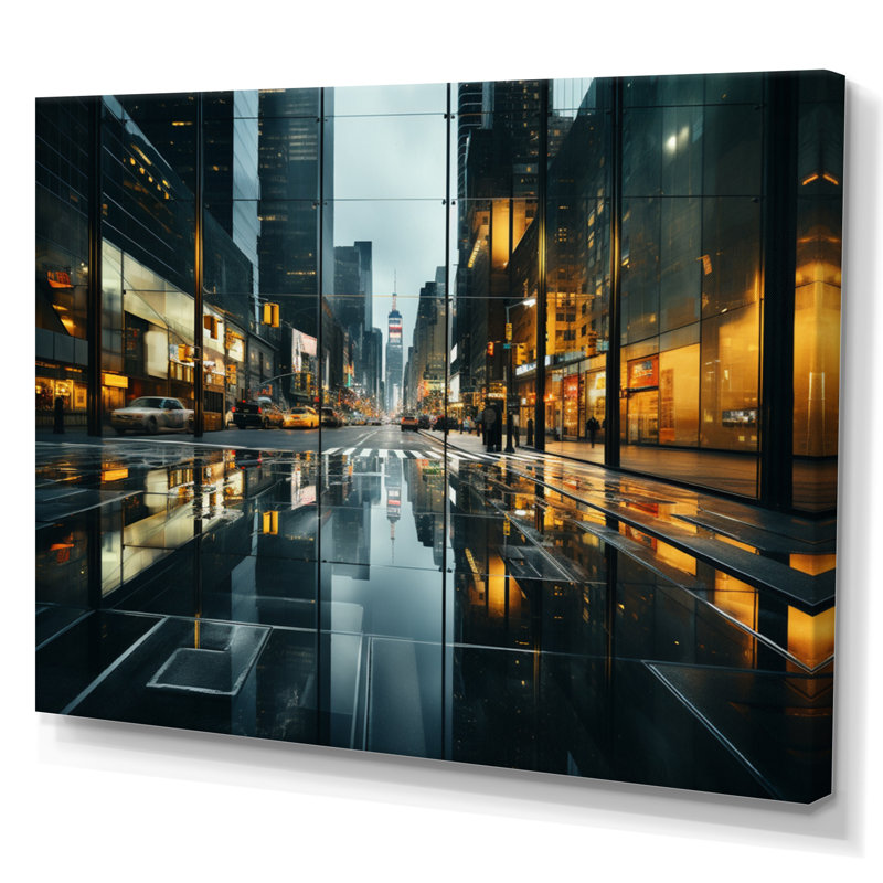 «Skyscrapers Urban Mirage Slate» sur toile, Toile tendue, H 30 po x l 40 po x P 1,5 po