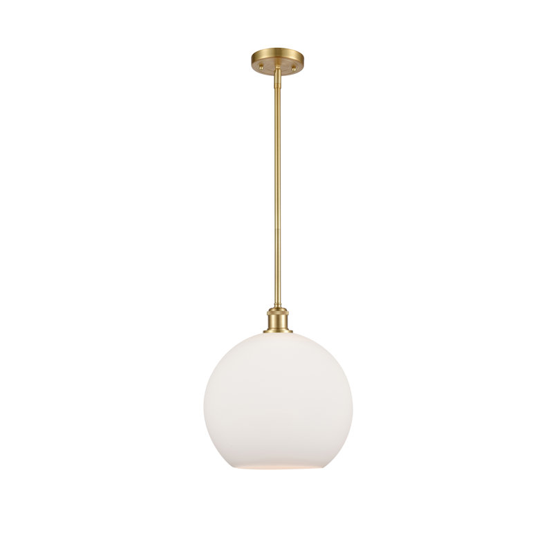 Luminaire suspendu sphère 1 lumière Cindi, H 14,38 po x l 11,75 po x P 11,75 po, Blanc, Or satiné
