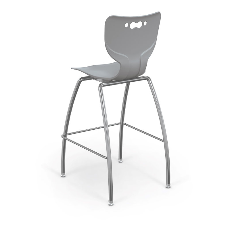 Tabouret de classe à 4 pieds Hierarchie, Gris, H 45,75 po x l 20,5 po x P 22 po