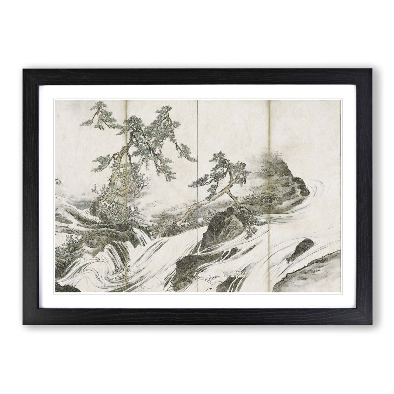 The Hozu River by Takeuchi Seiho - Picture Frame Painting Print, Black Framed, 36cm H x 48cm W x 2cm D