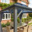 GRDN living Retreat Plus 3.6m x 3m Aluminium Hardtop Gazebo with Double Polycarbonate Roof in Anthracite Grey with Curtains-130604618