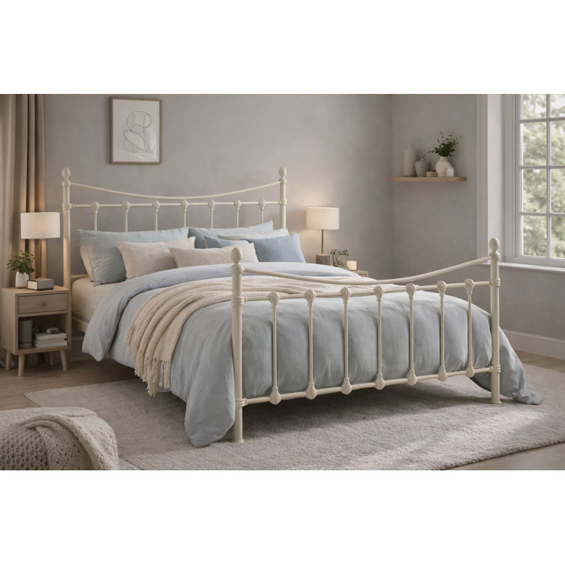 Wales Metal Bed, Ivory, Small Double (4')