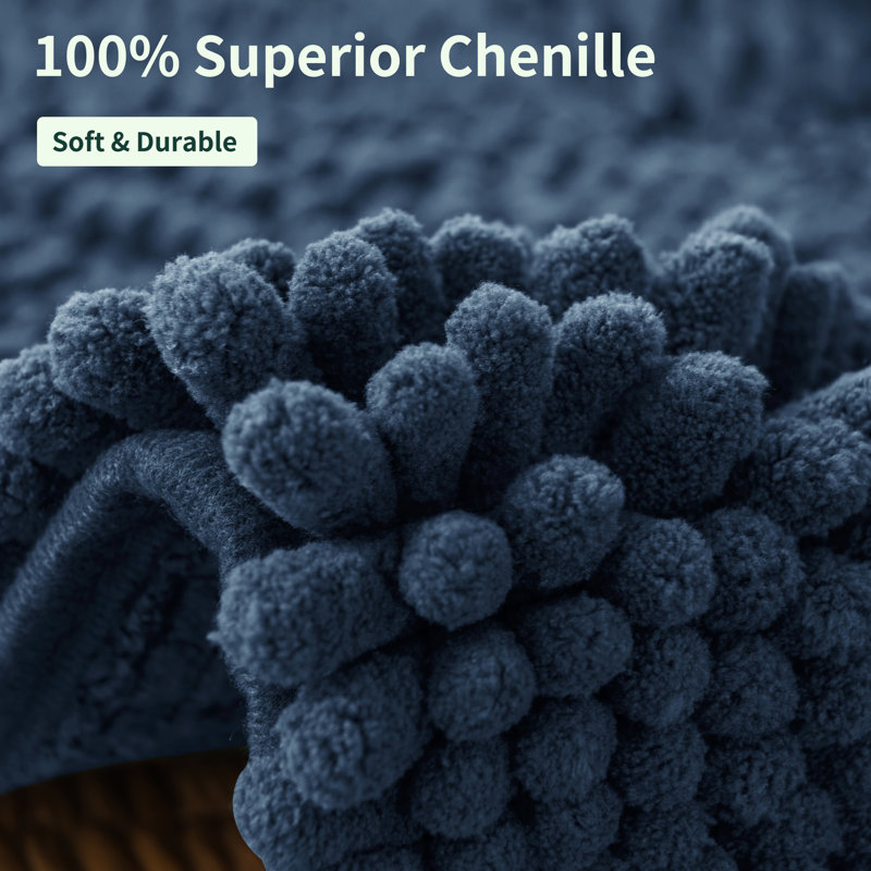 Chenault Soft Chenille Bathroom Rug, 18" W x 48" L, Navy