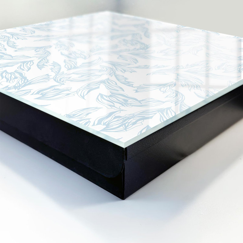 Key storage box, Opens to the right, 30x30x5, White, Floral pattern in delicate, light colors, 