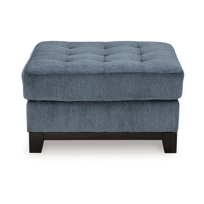 Maxo Accent Ottoman, 36 Inch Square, Soft Tufted Rich Polyester, Blue