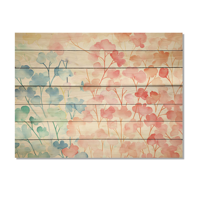 Aquarelle récif corail sérénité - corail sur bois, H 30 po x l 40 po