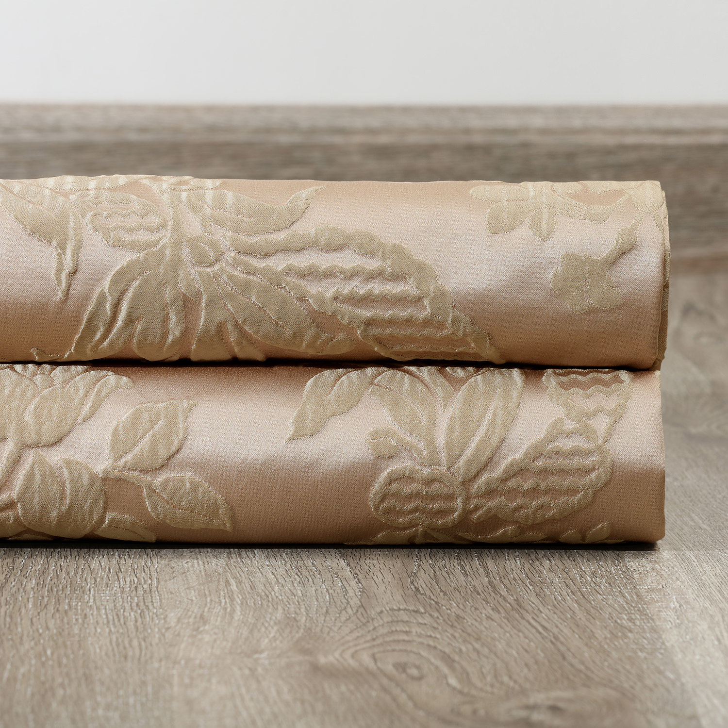 Ballsallagh Floral Faux Silk Curtain Panel, 50" W x 108" L, Magdelena Beige/Gold