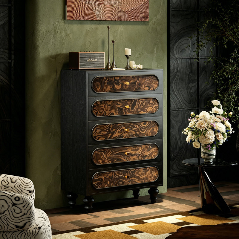 Armoire moderne à 5 tiroirs en bois massif pour la décoration intérieure