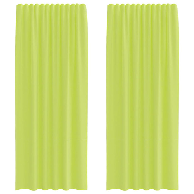 Voile Curtains With Rod Pockets 2 Pcs, Apple Green, 140cm Width x 245cm Drop