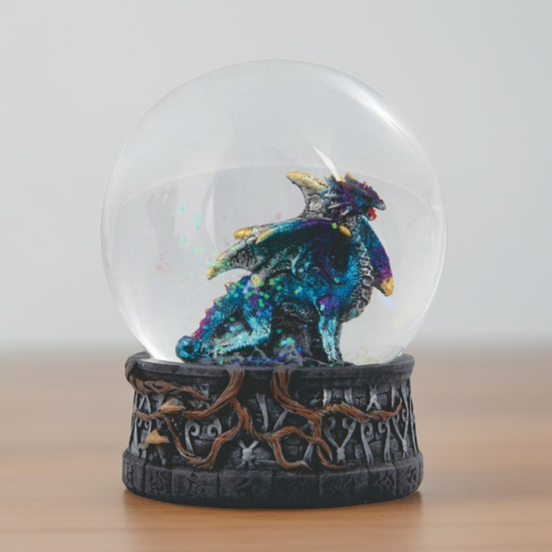 Boule à neige dragon bleu 4 "H