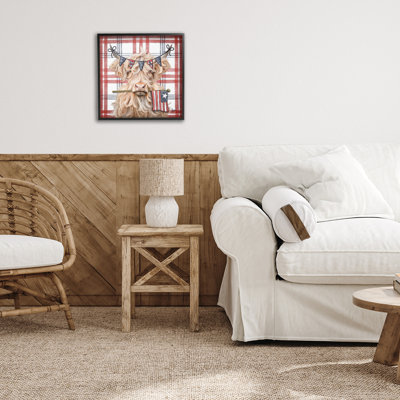 Plaid Highland Bovins, giclée encadrée, design par Ashley Bradley