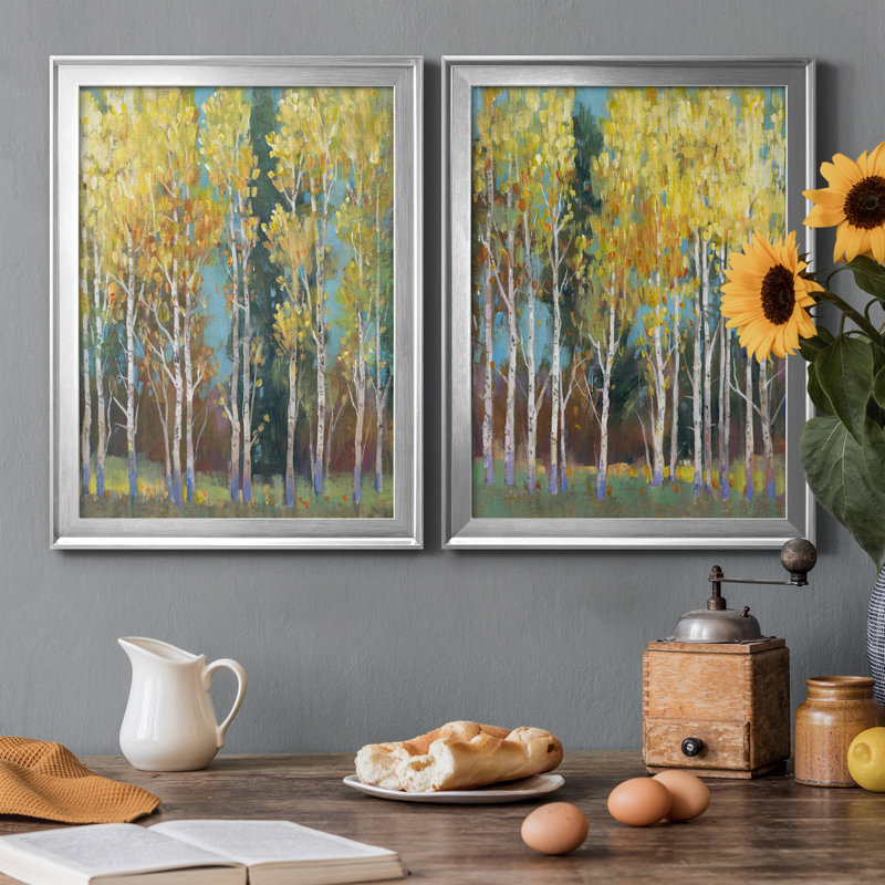 Aspen Grove I, reproduction encadrée de qualité supérieure - prête à être accrochée, Cadre argenté